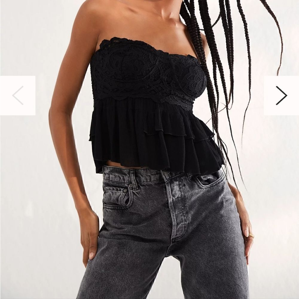 Free People Adella Corset Cami Top Black NWT